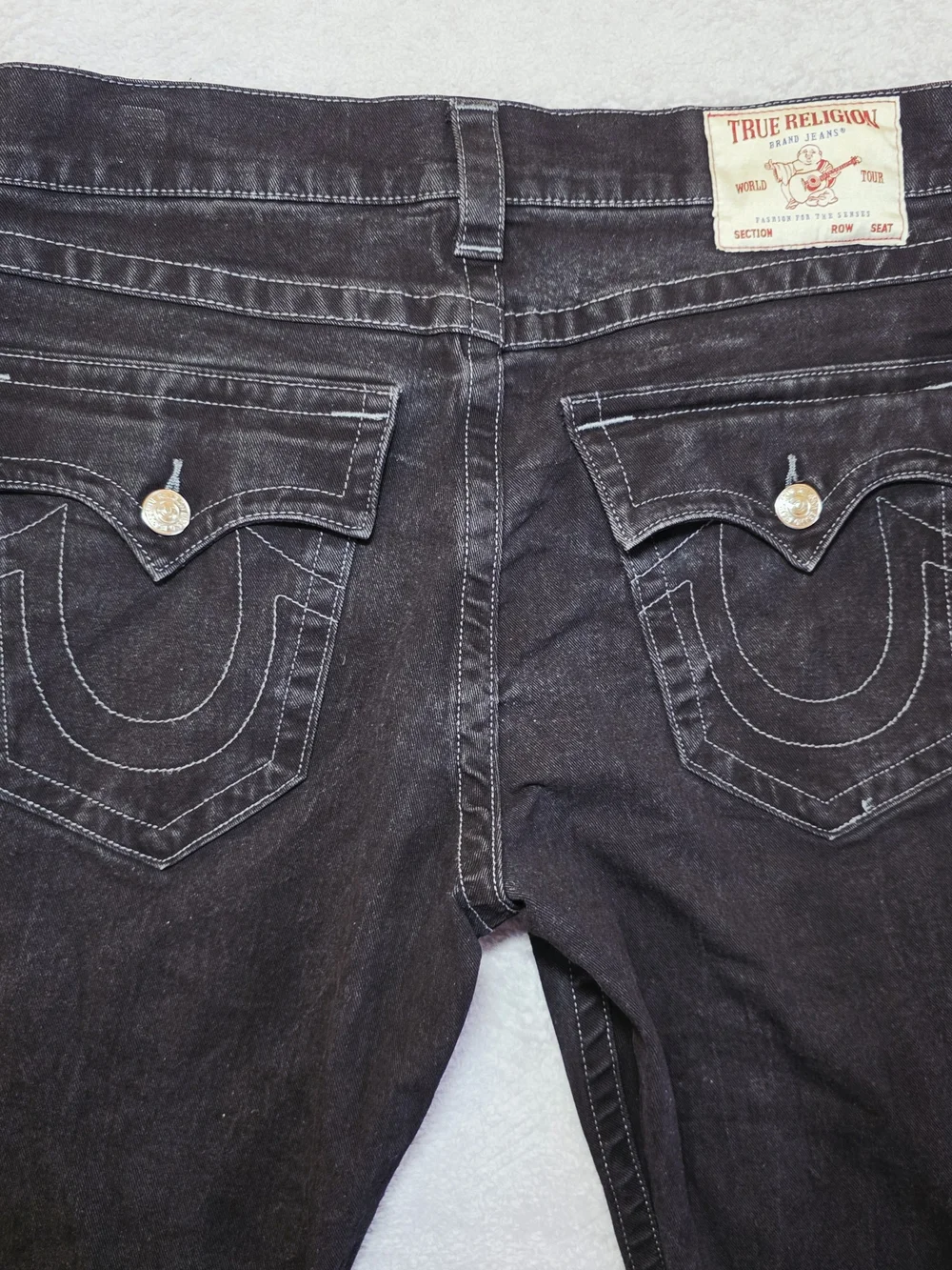 True Religion Ricky Relaxed Straight Black Jeans 32